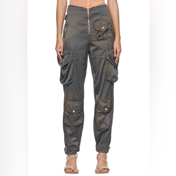 EUC Acne Studios Dusty Grey Satin Cargo Pants - Picture 1 of 16